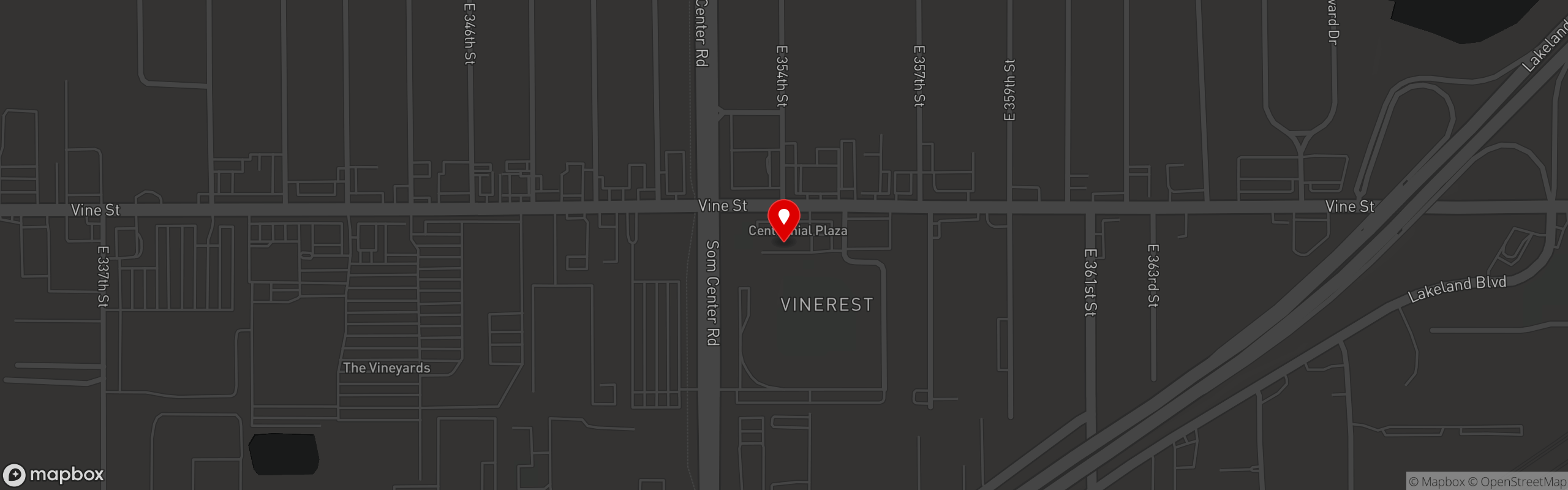 Street map pinning Master Pizza in Eastlake