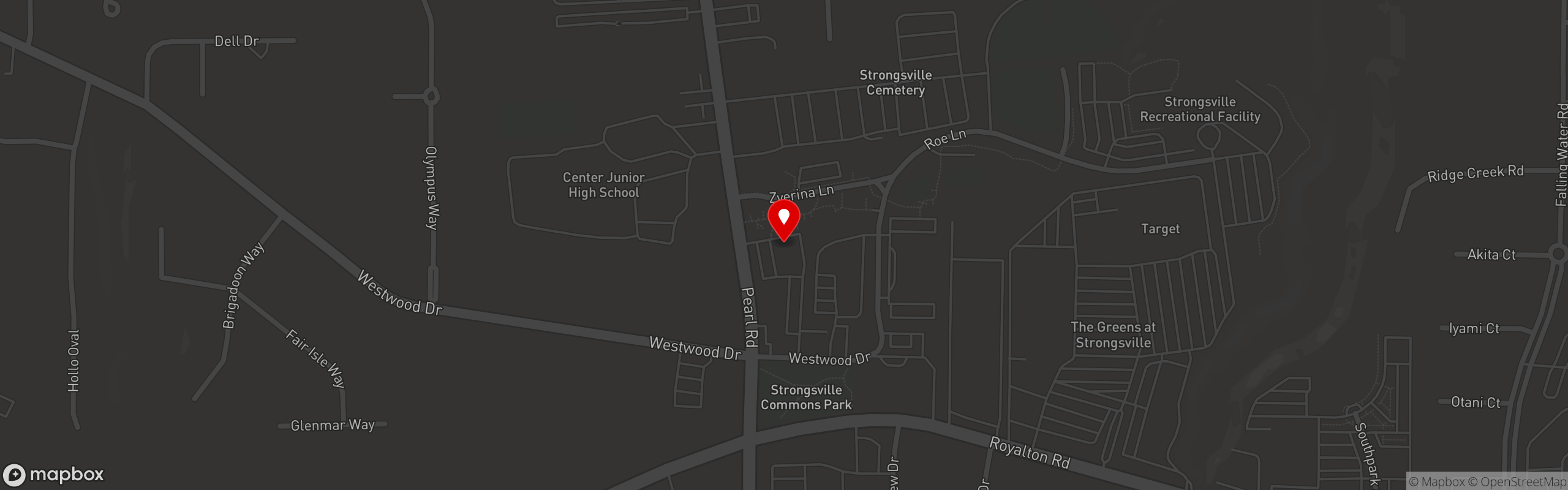 Street map pinning Master Pizza in Strongsville