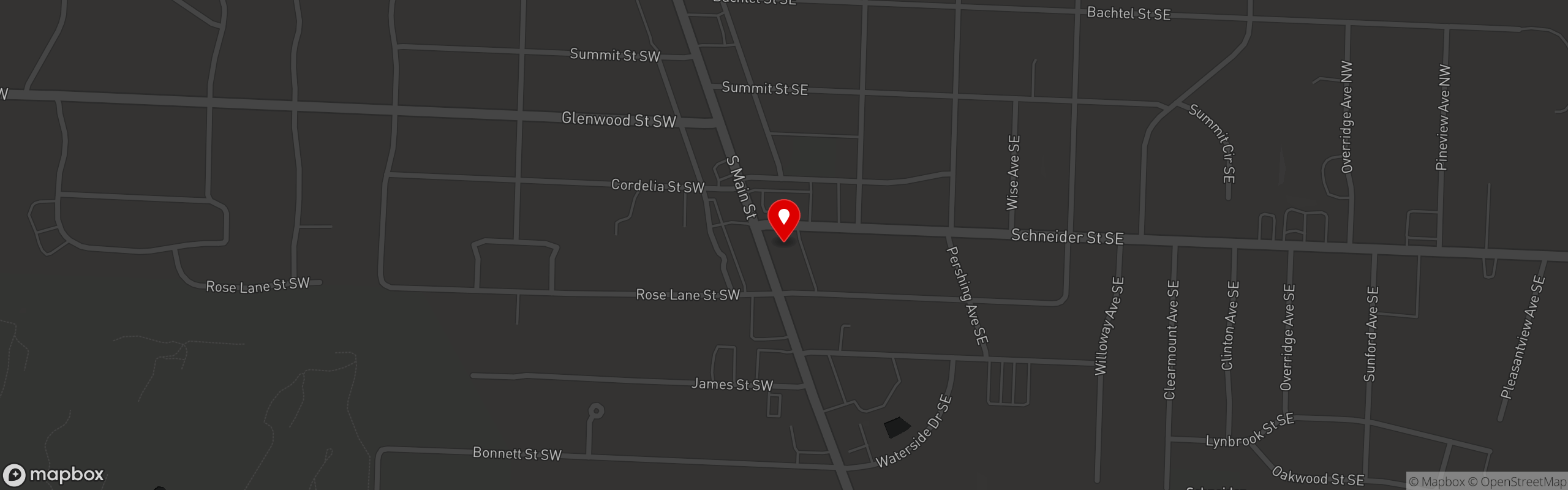 Street map pinning Master Pizza in North Canton