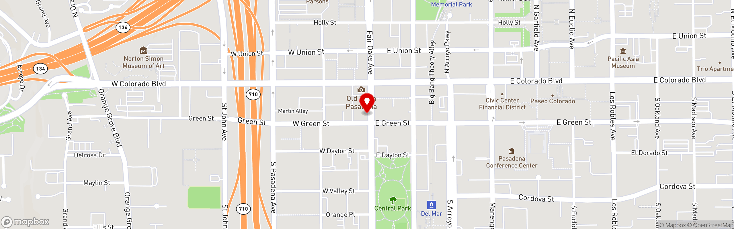 Street map pinning Brooklyn Square in Pasadena