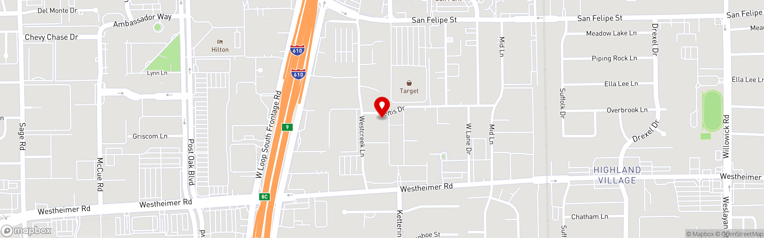 Street map pinning Ojo de Agua in Ojo de Agua - Houston, TX