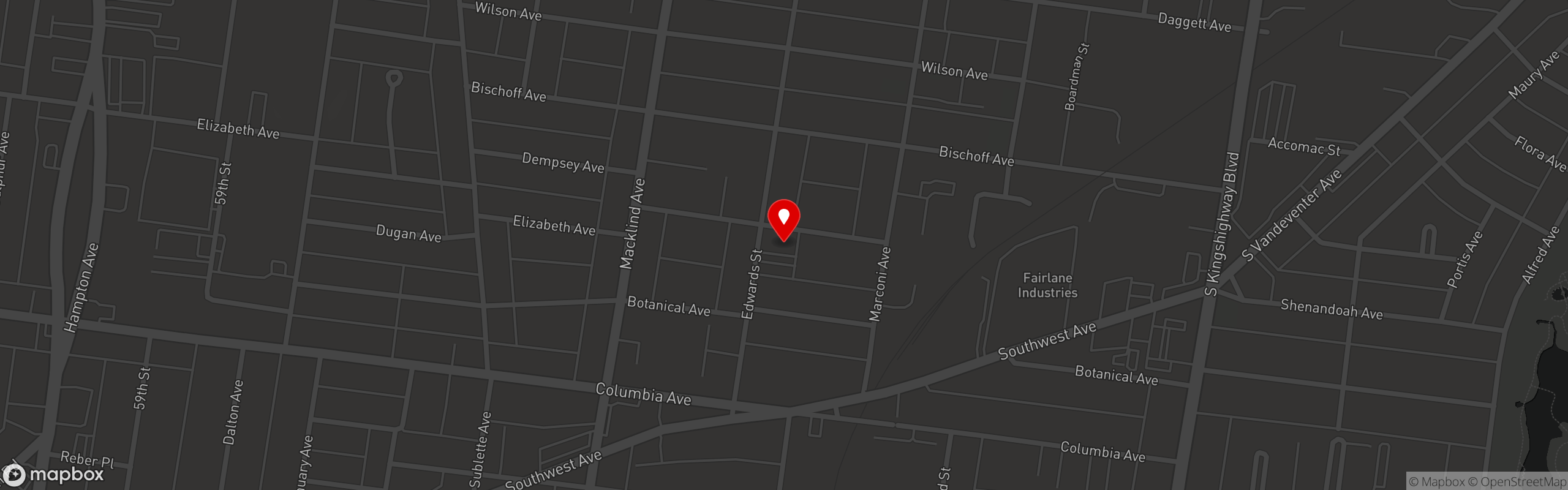 Street map pinning Rose Of The Hill by Favazza's in Rose Of The Hill