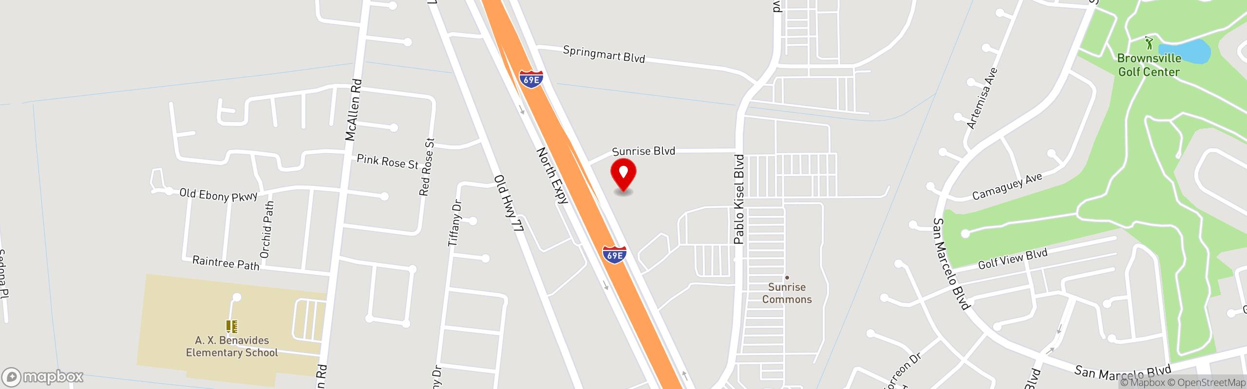 Street map pinning Ojos Locos Sports Cantina in Brownsville