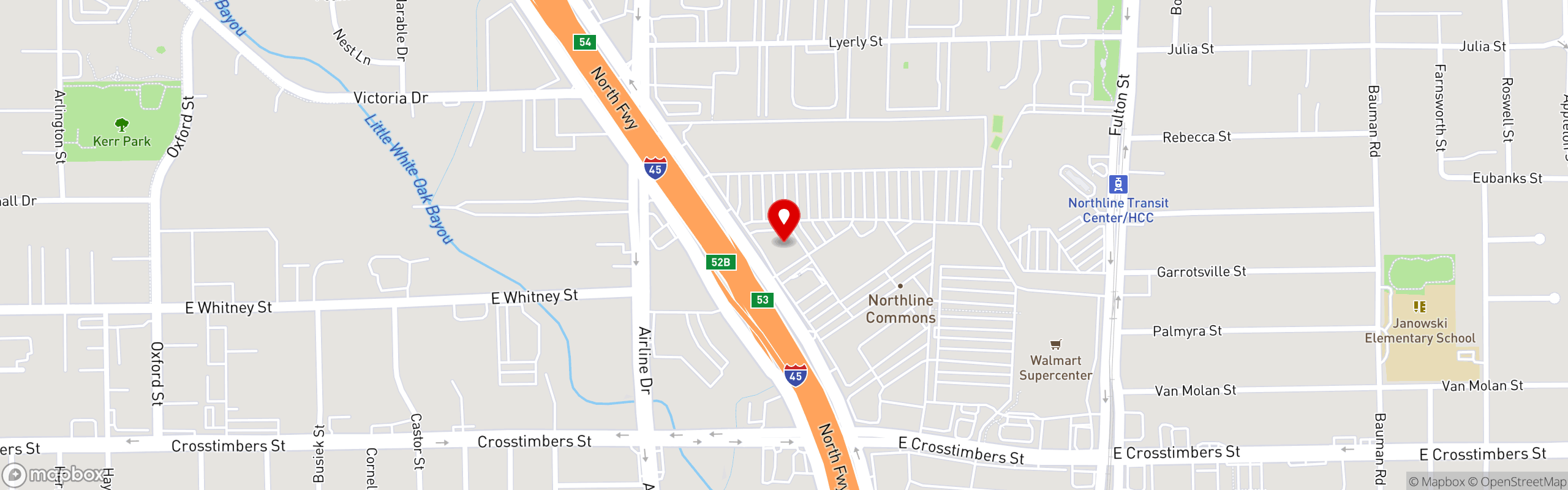Street map pinning Ojos Locos Sports Cantina in Northline