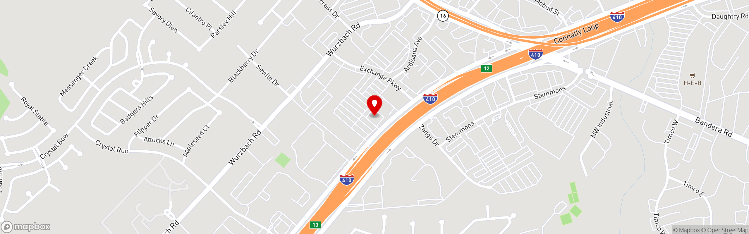 Street map pinning Ojos Locos Sports Cantina in San Antonio