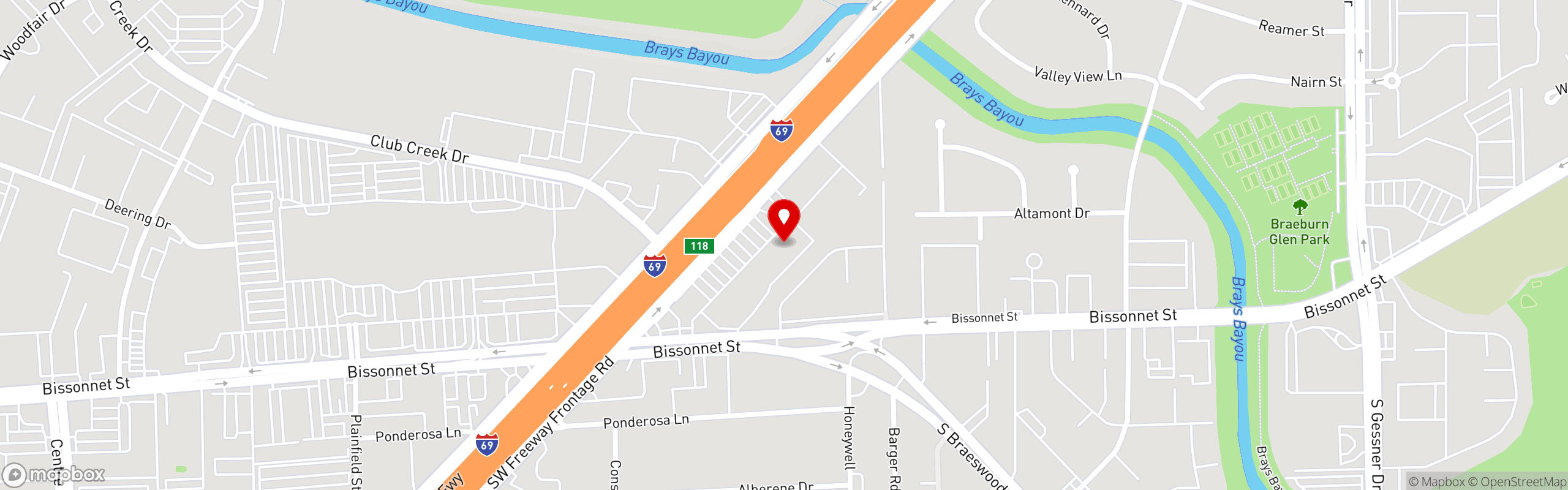 Street map pinning Ojos Locos Sports Cantina in Southwest
