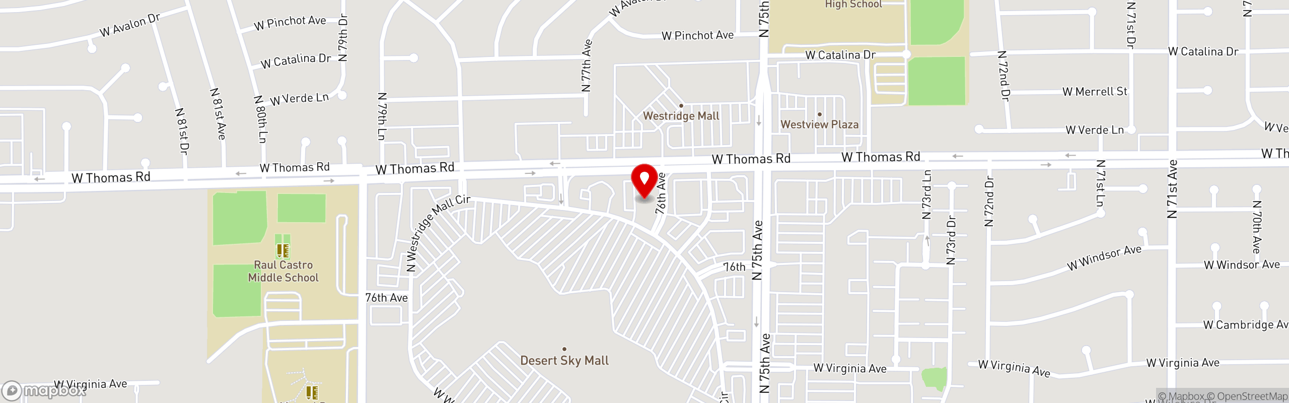 Street map pinning Ojos Locos Sports Cantina in Desert Sky