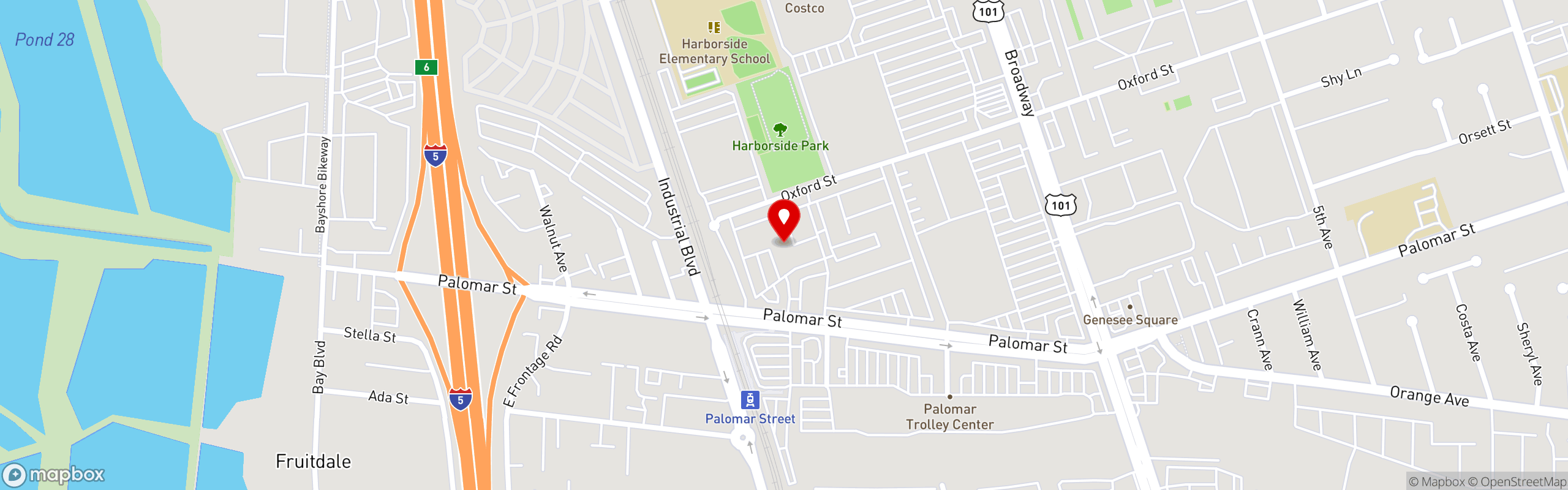 Street map pinning Ojos Locos Sports Cantina in Chula Vista