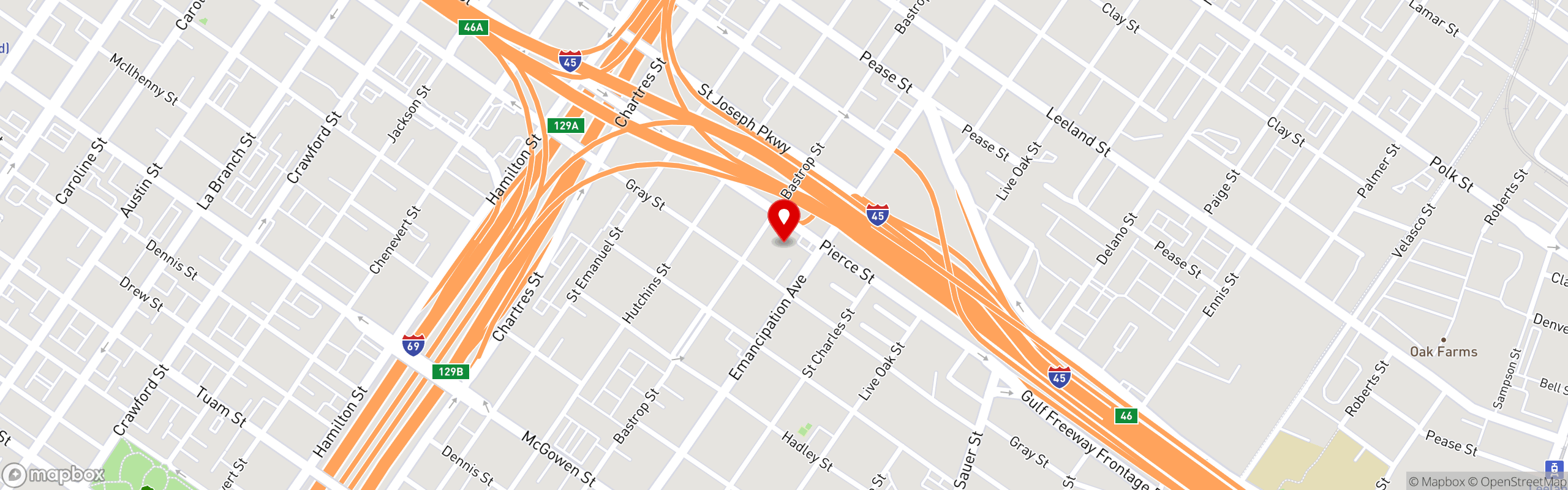 Street map pinning Grooves of Houston in Grooves of Houston