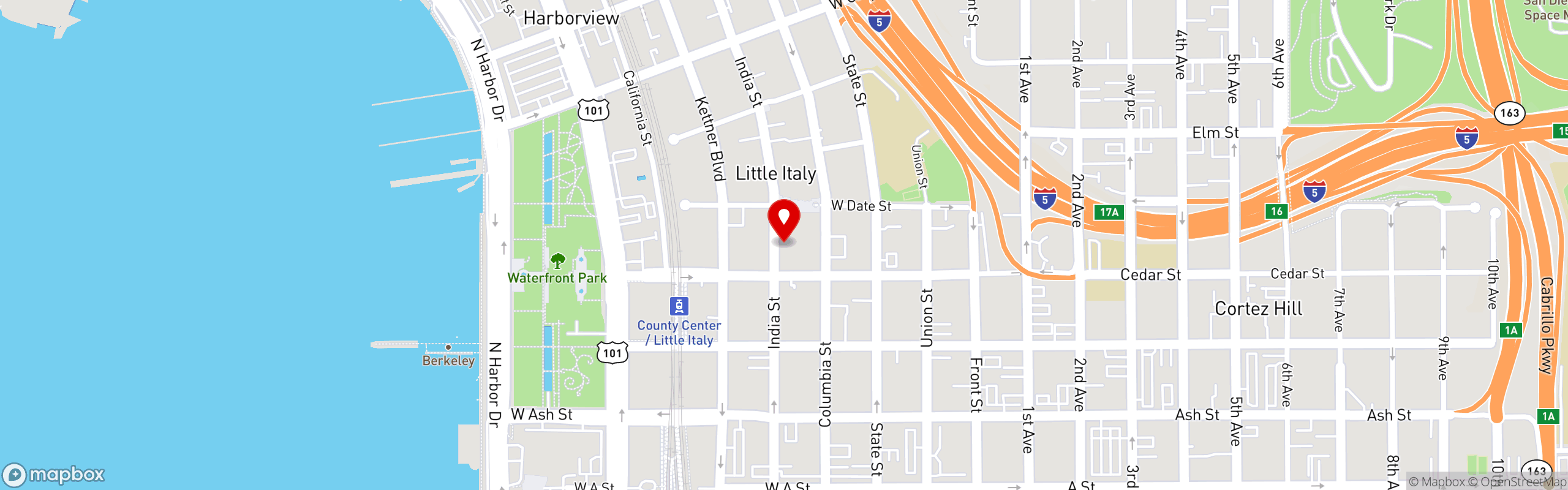 Street map pinning Buon Appetito in San Diego