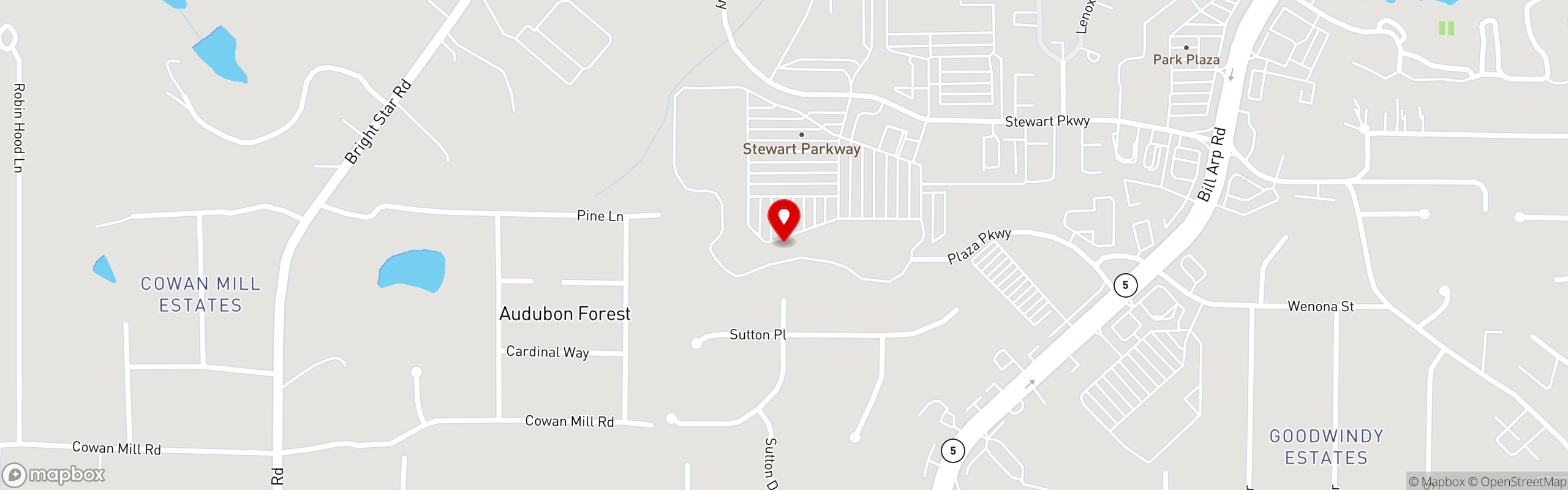 Street map pinning Thumbs Up Diner in Douglasville