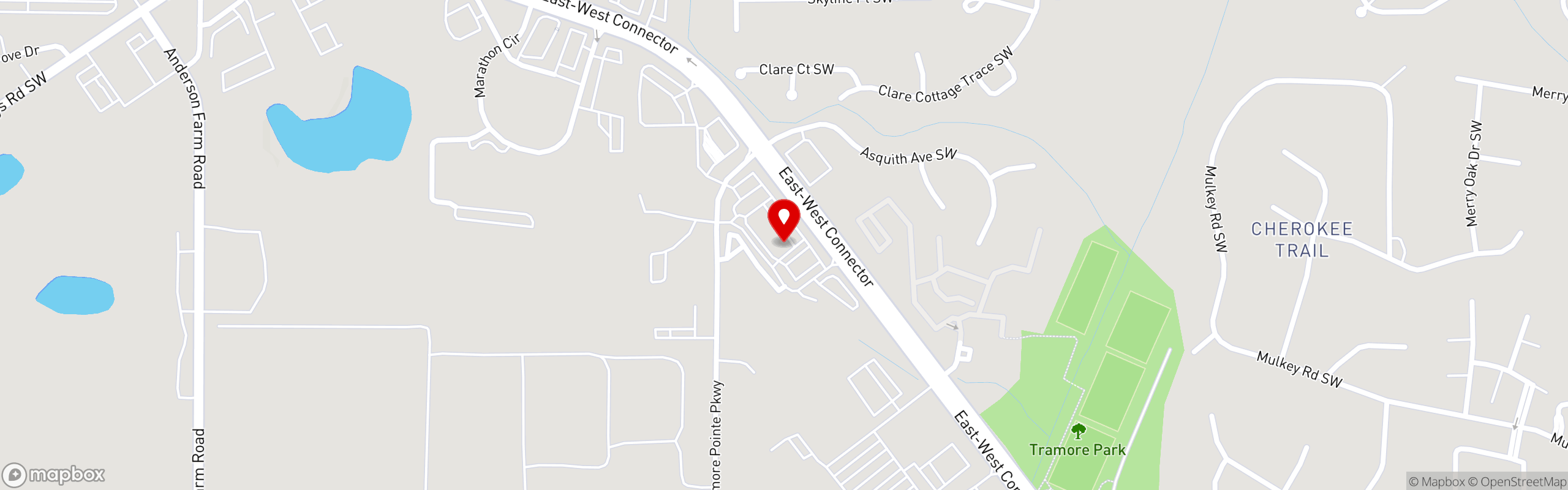 Street map pinning Thumbs Up Diner in Austell