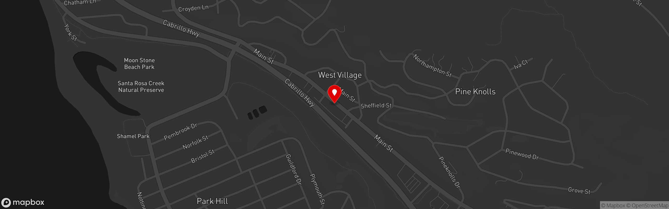 Street map pinning West End Bar & Grill in Cambria