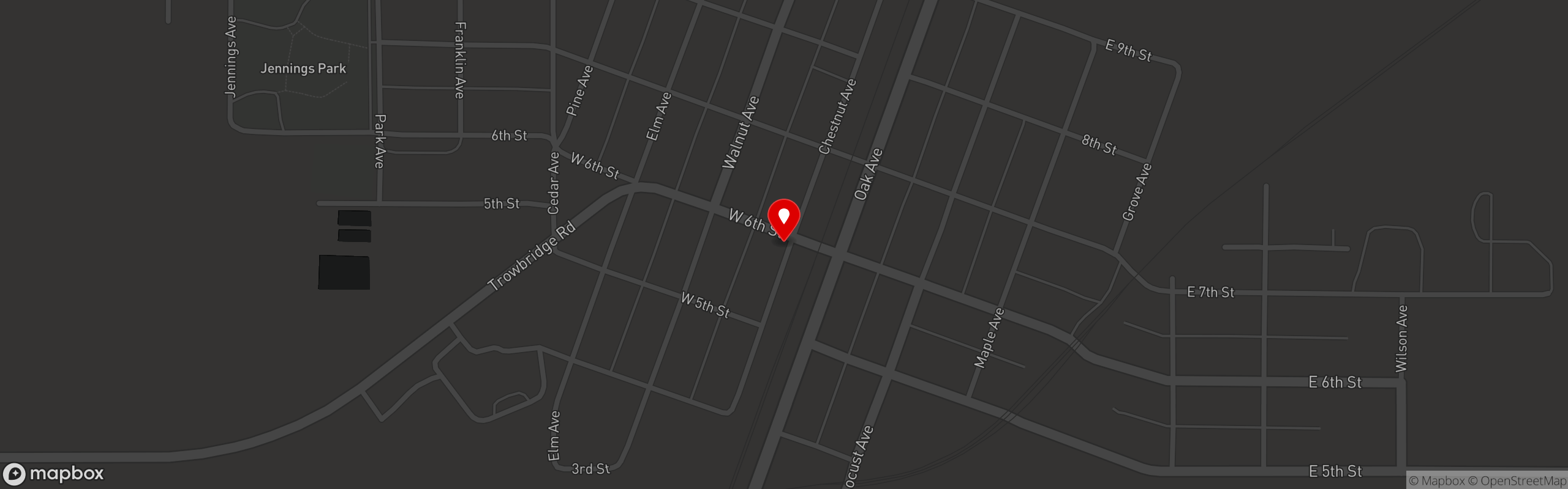 Street map pinning Nehemiah's in Nehemiah's Steakhouse