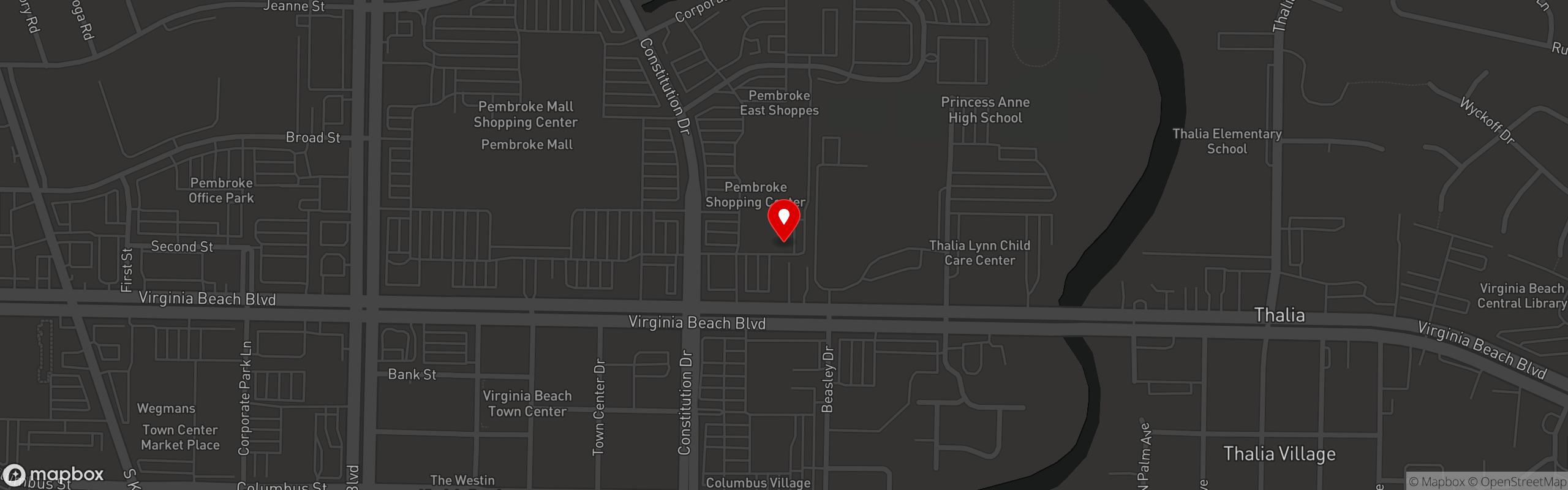 Street map pinning Voodoo Brewing - Virginia Beach in Voodoo Brewing Co.