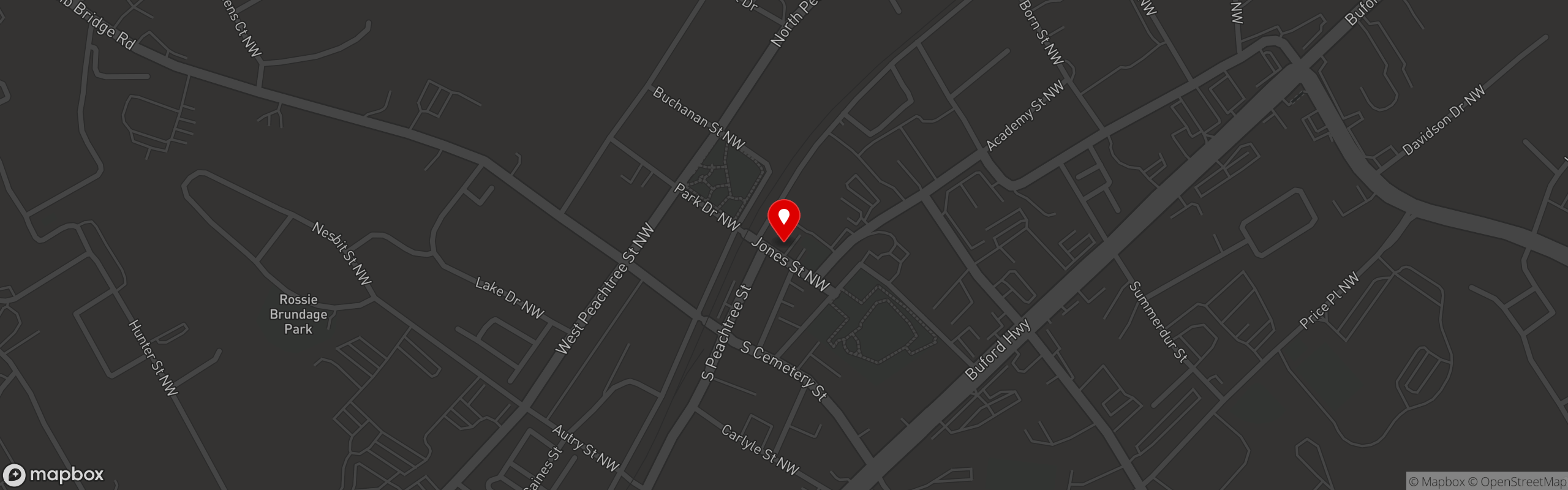 Street map pinning Iron Horse Tavern in Norcross