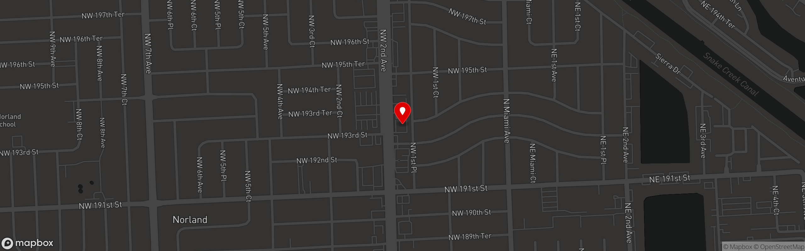 Street map pinning Tony's Pizza and DraftHouse in Tony's Pizza Miami