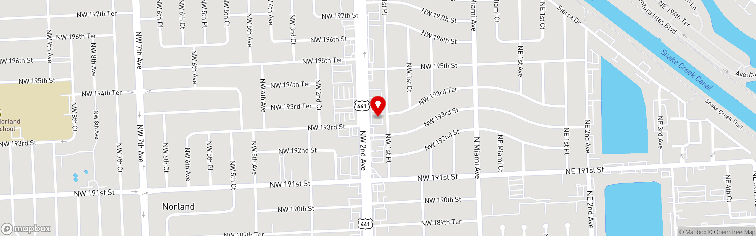 Street map pinning Tony's Pizza and DraftHouse in Tony's Pizza Miami