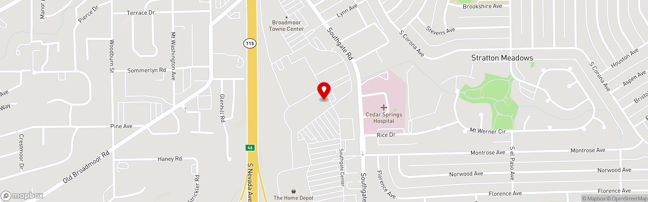 Street map pinning L & L Hawaiian Barbecue in Southgate