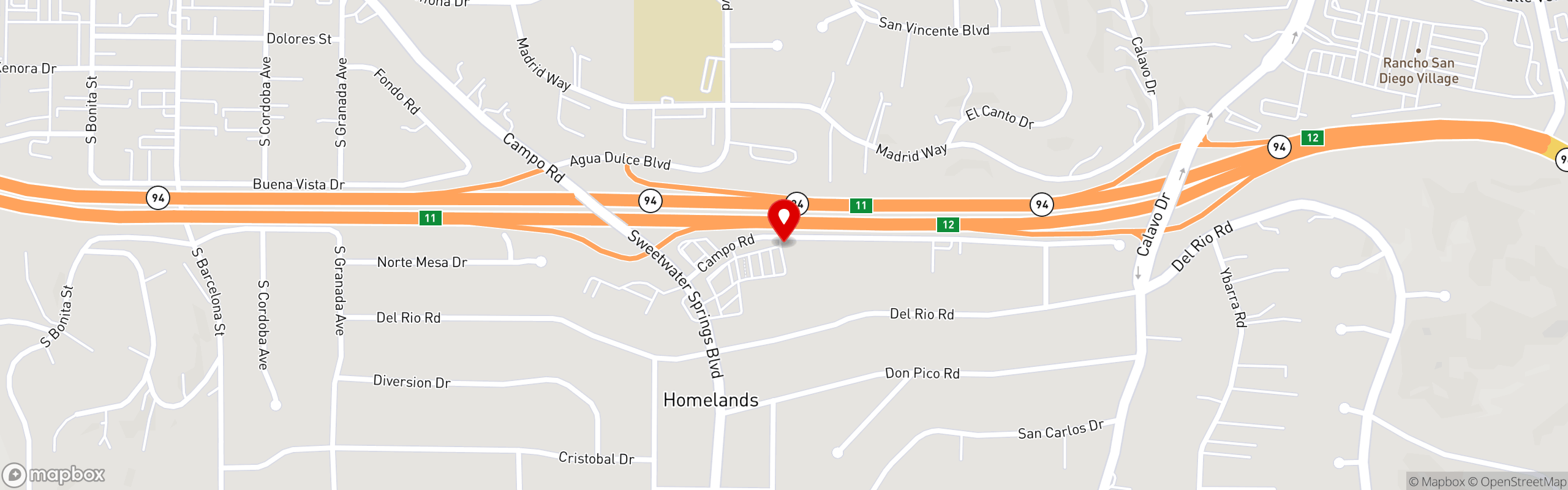Street map pinning Zad Mediterranean Cuisine in Spring Valley, CA