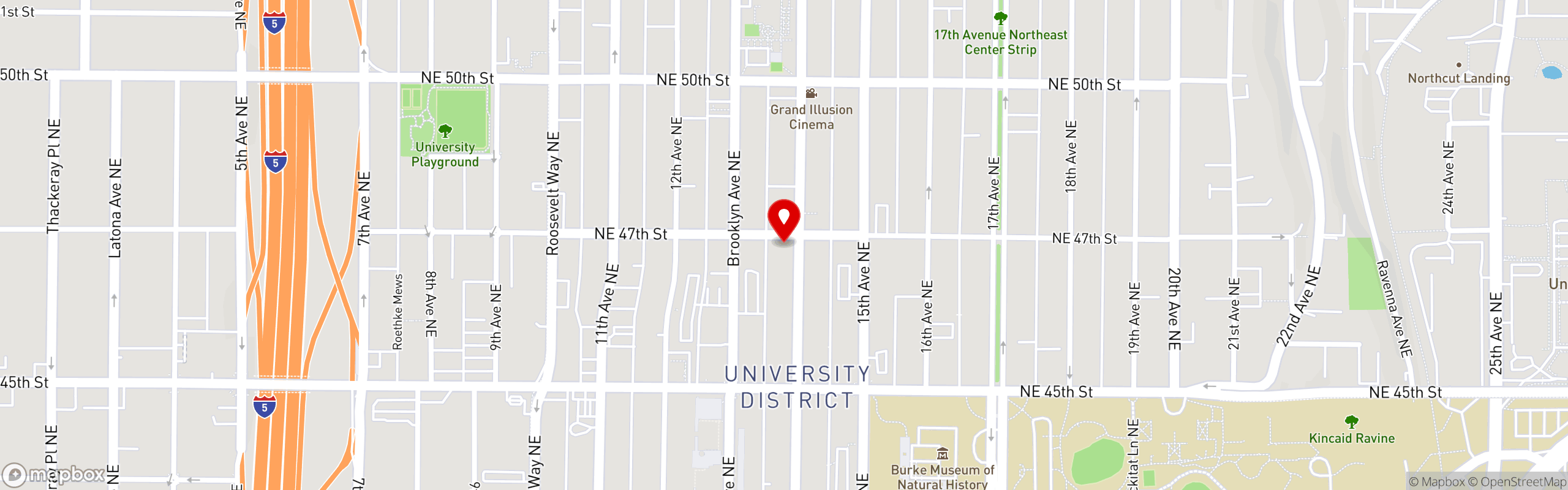 Street map pinning Costas on the Ave in Seattle