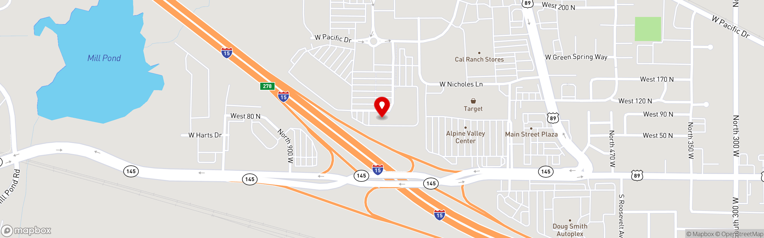 Street map pinning Sol Agave in American Fork