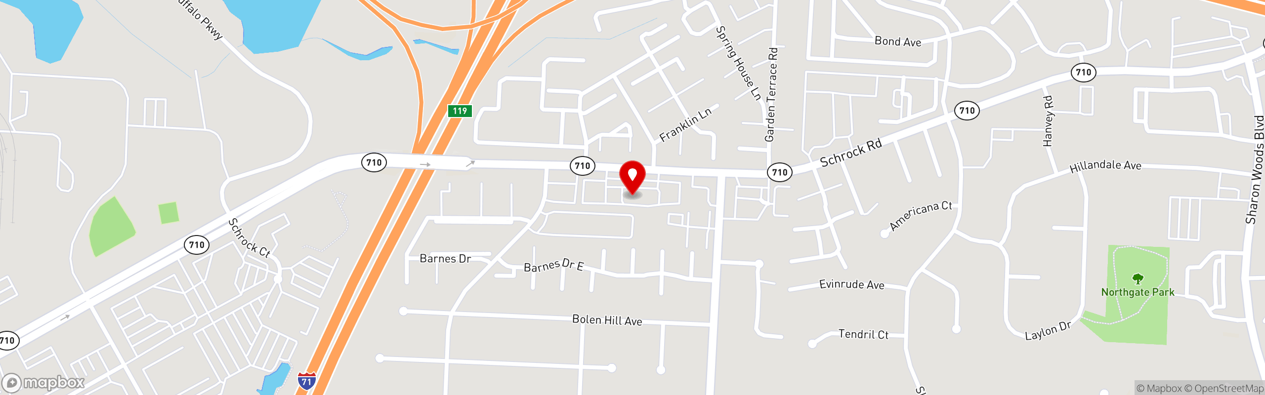 Street map pinning Fitzy's Old Fashioned Diner in Fitzy's Old Fashioned Diner