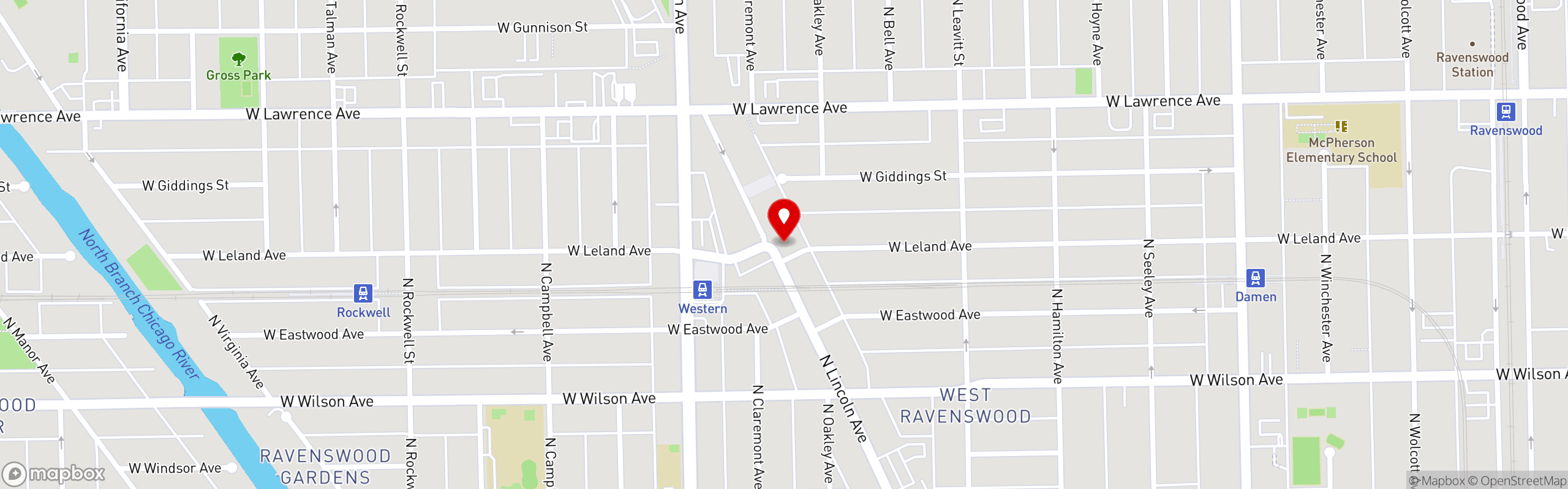 Street map pinning Oromo Cafe in Lincoln Square