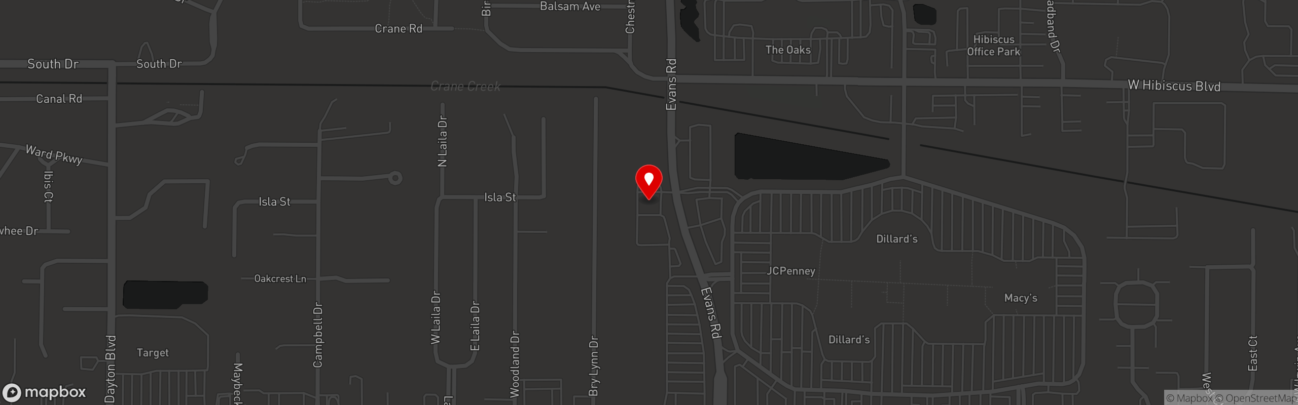 Street map pinning Fiesta Azul Tequila House in Melbourne, FL
