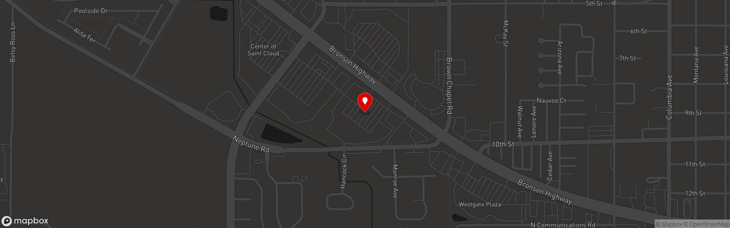 Street map pinning Fiesta Azul Tequila House in St. Cloud, FL