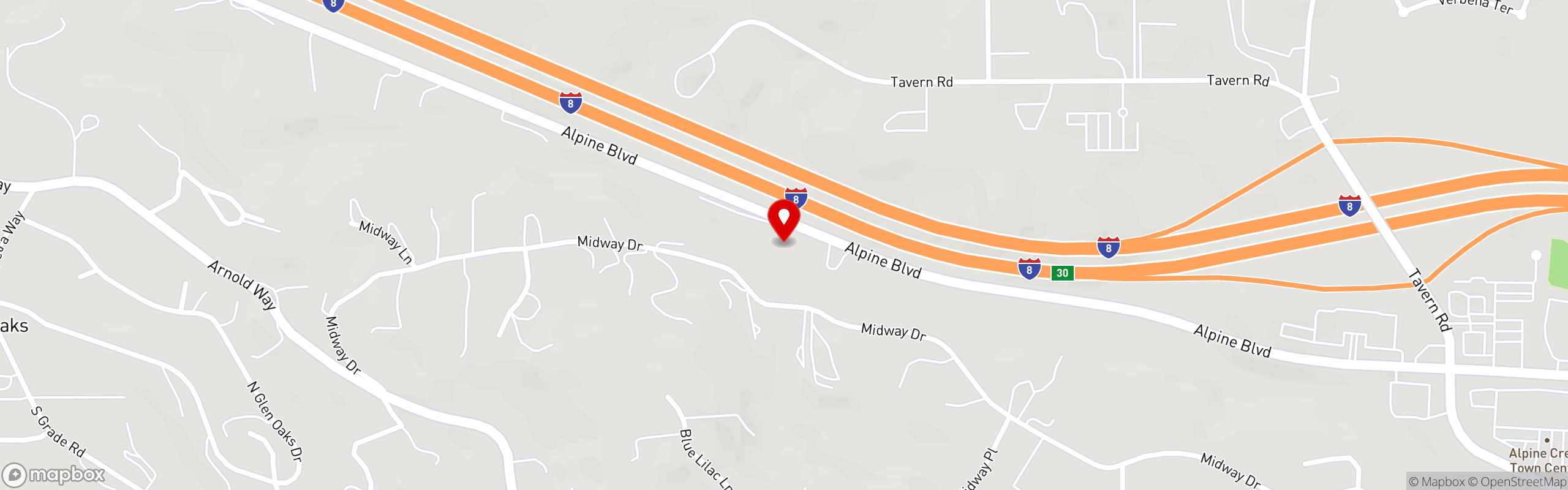 Street map pinning Casino Inn Bar & Grill in Alpine, CA