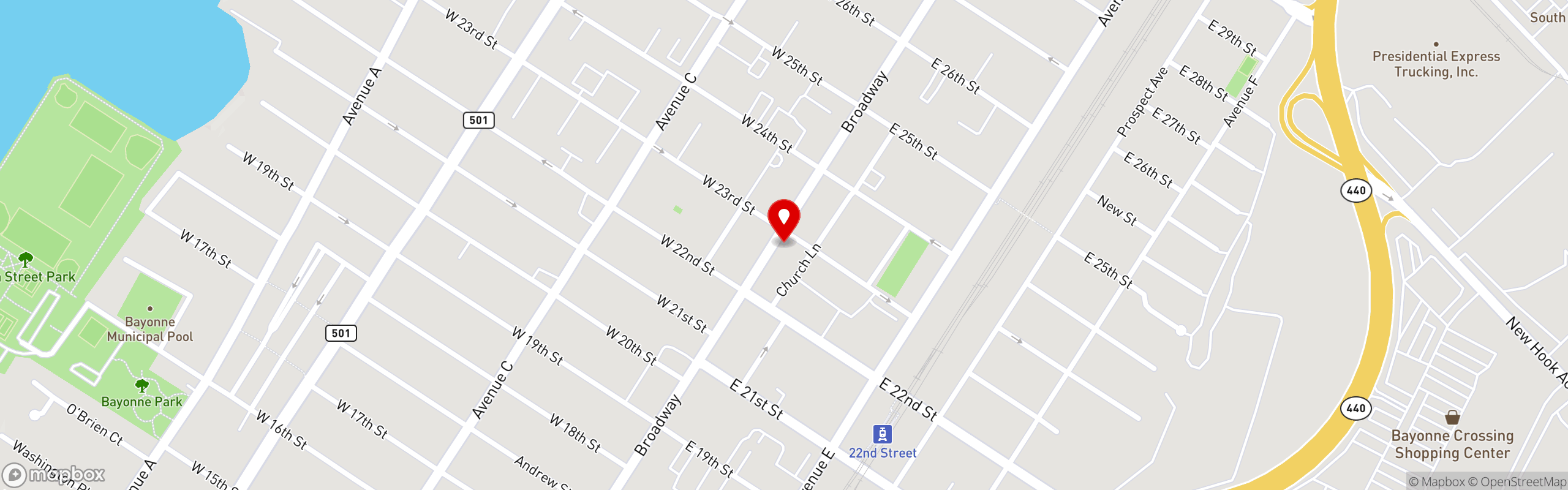 Street map pinning Fluffies Hot Chicken in Fluffies Hot Chicken - Bayonne