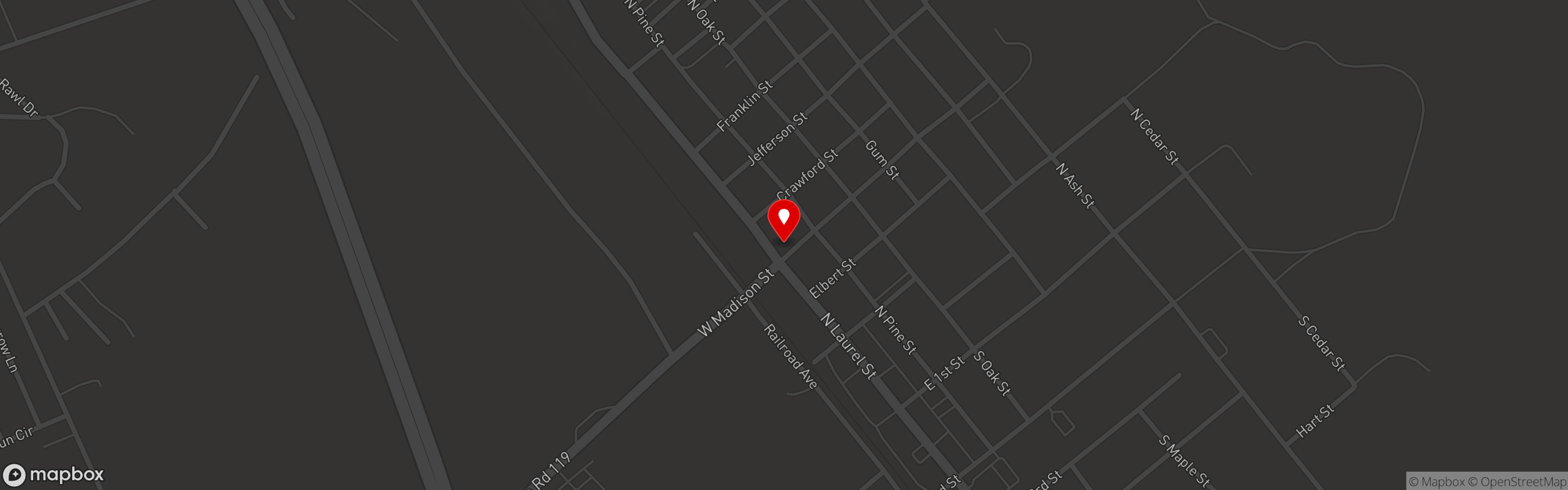 Street map pinning Paddles Coffee in Springfield