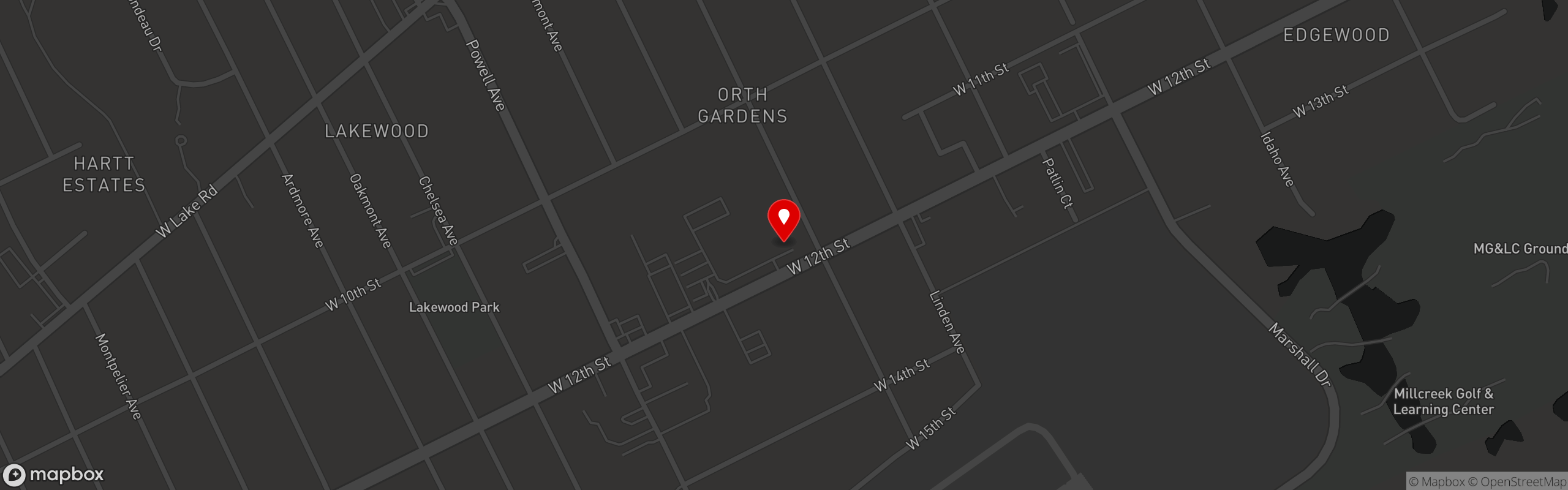 Street map pinning Odis 12 Sports Bar & Grille in Erie, PA