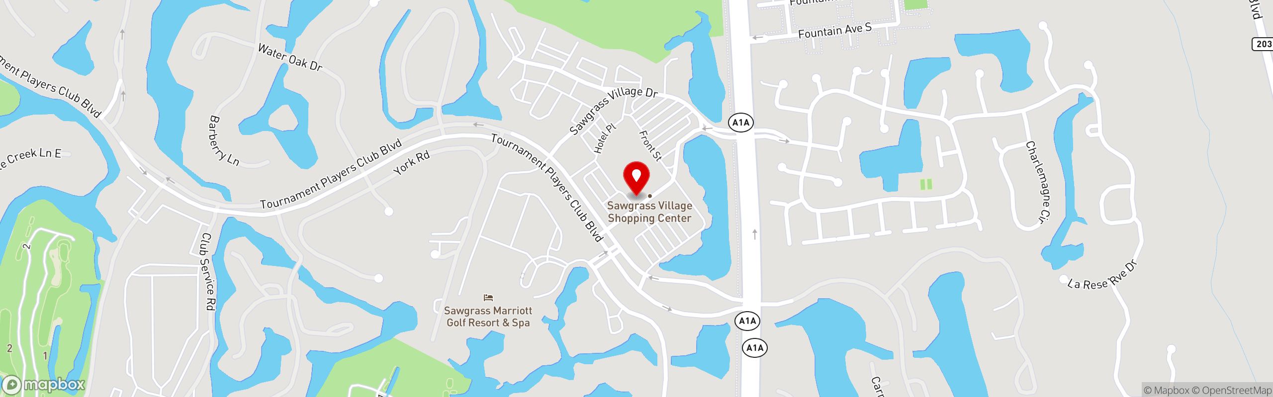Street map pinning Caffe Andiamo in Sawgrass Village