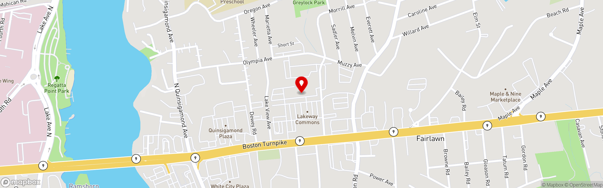Street map pinning Atlantic Poké in Shrewsbury