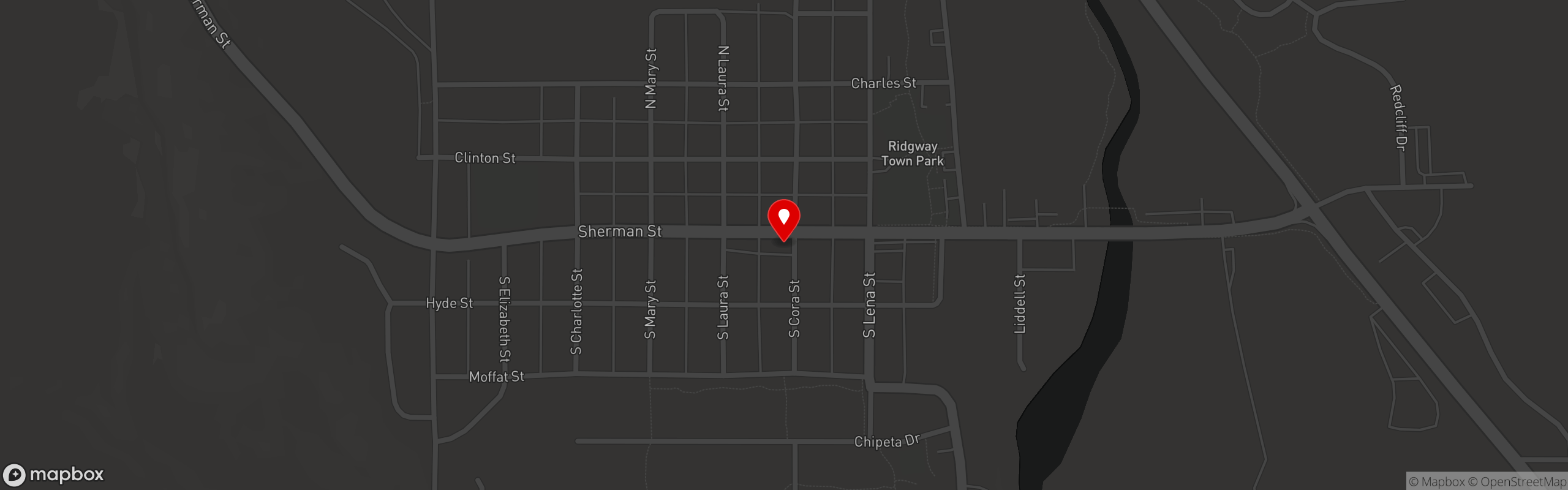 Street map pinning GNAR in Ridgway