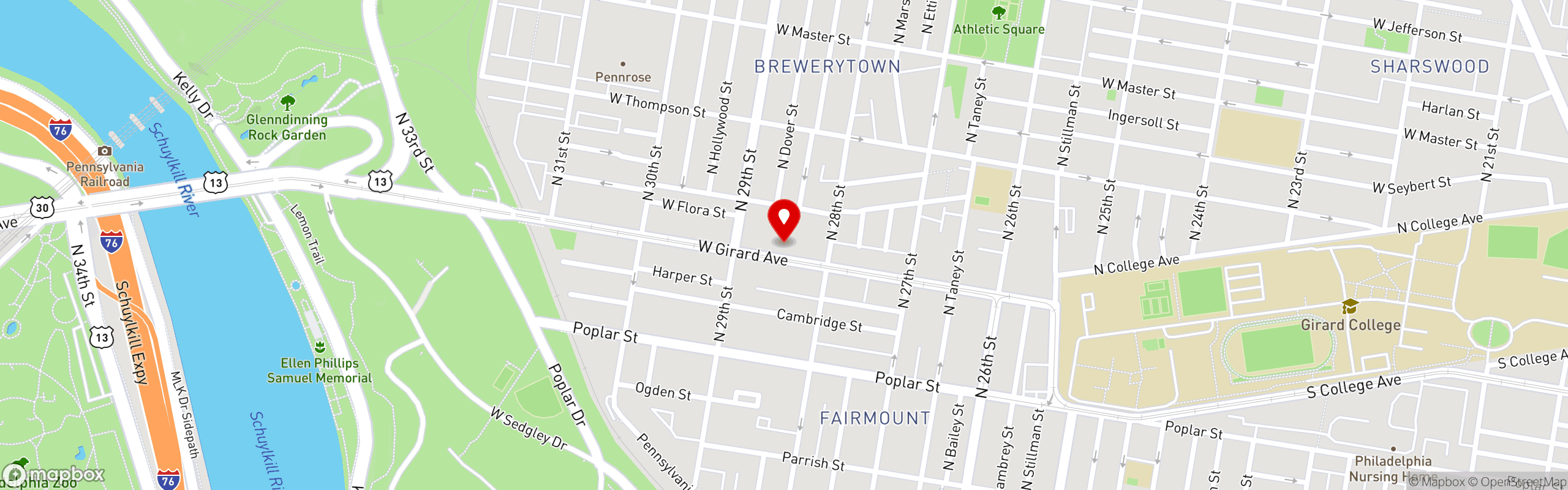 Street map pinning Spot Gourmet Burgers in Spot Gourmet Burgers