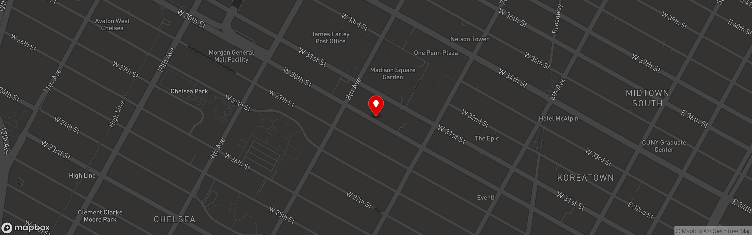 Street map pinning American Whiskey Midtown in Midtown