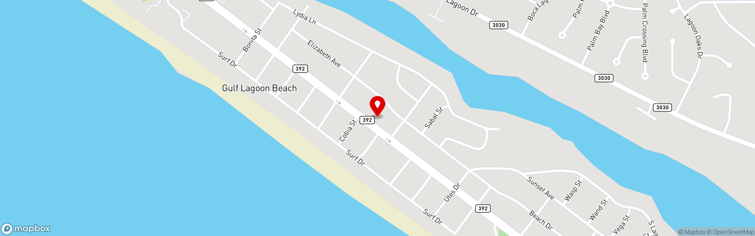 Street map pinning Capt Jacks in Thomas Drive