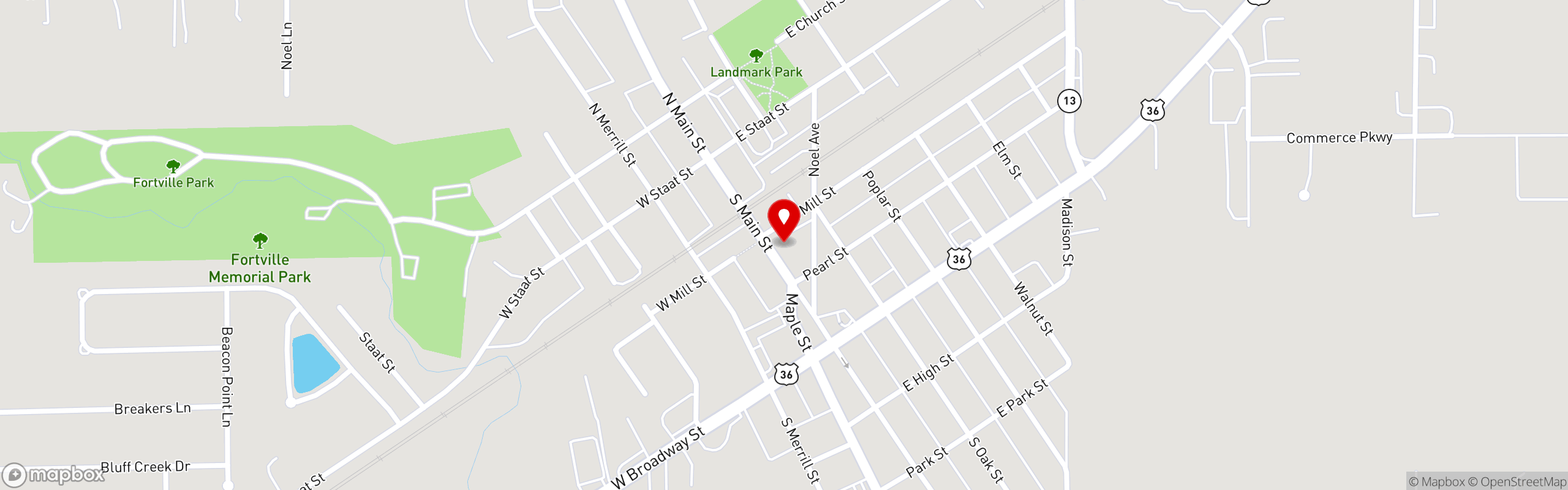 Street map pinning Burgess Restaurant Group in FoxGardin Kitchen & Ale