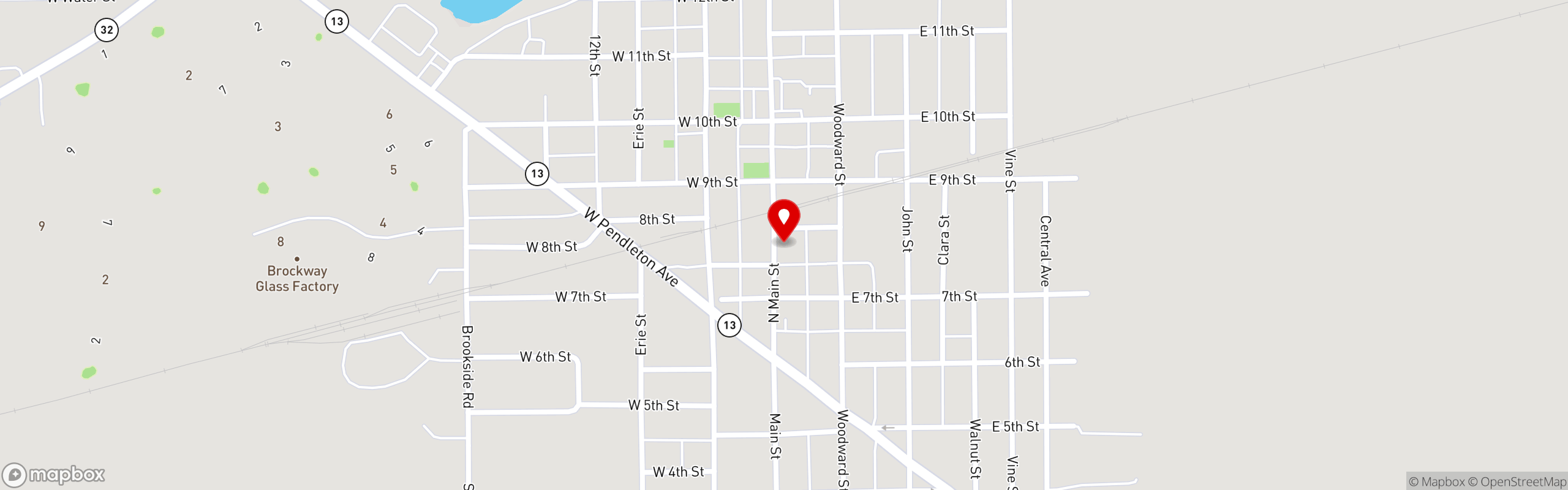 Street map pinning Burgess Restaurant Group in Smoky's Concession Stand