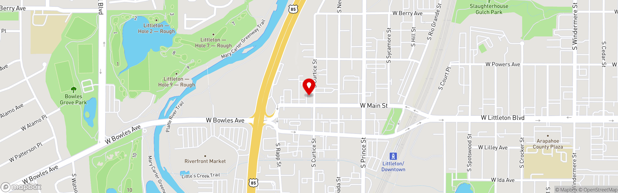 Street map pinning Palenque Cocina y Agaveria in Littleton, CO