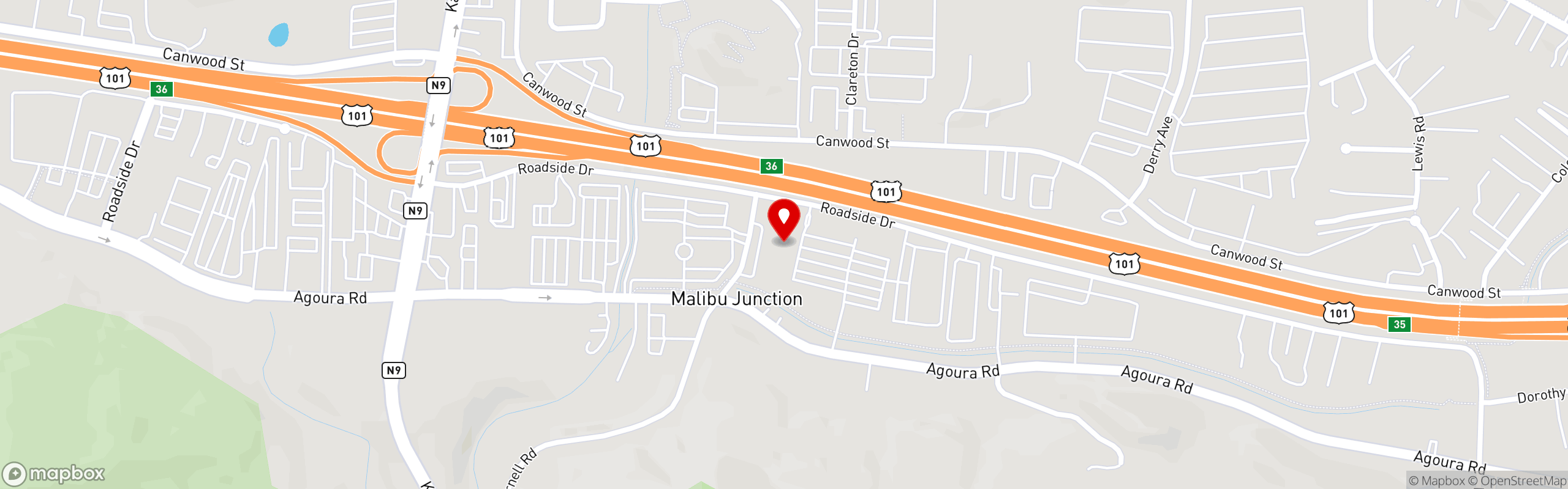 Street map pinning Carrara's Italian Restaurant | Pastries, Gelato & Cafe in Agoura Hills