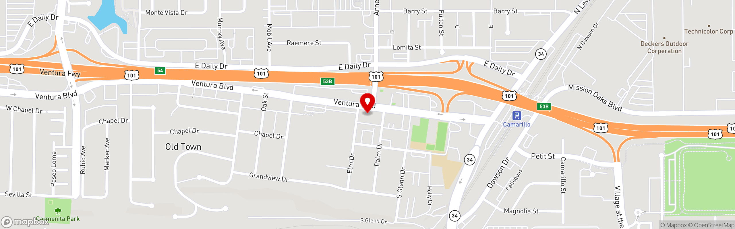 Street map pinning Carrara's Italian Restaurant | Pastries, Gelato & Cafe in Camarillo