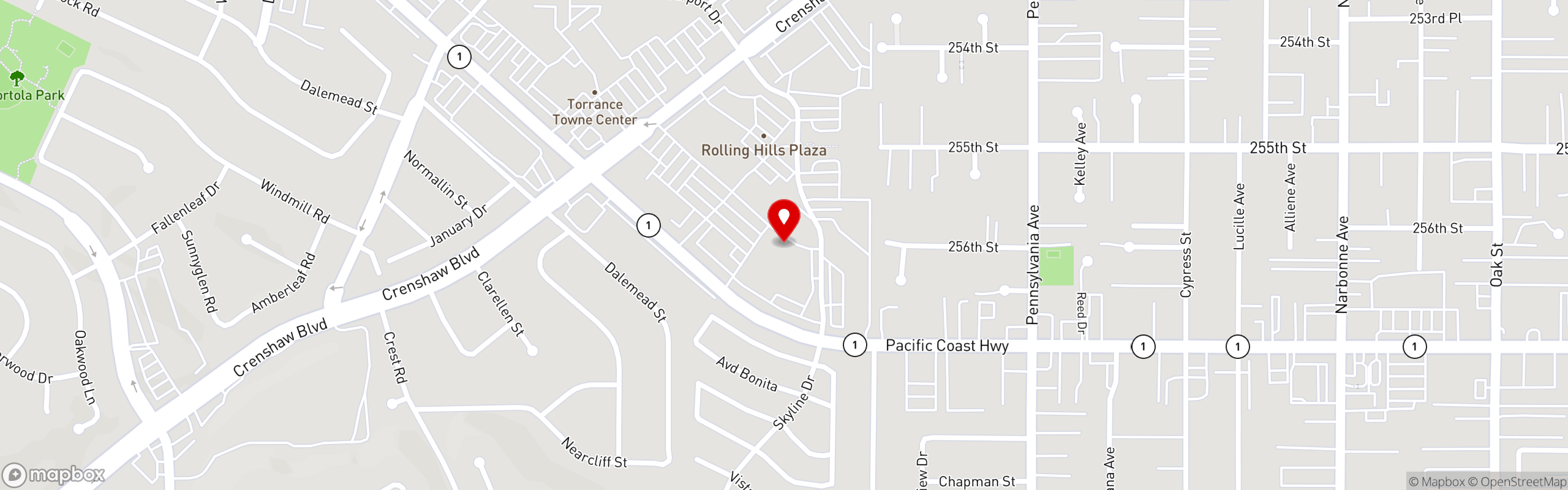 Street map pinning Pinwheel Bakery in Pinwheel Bakery