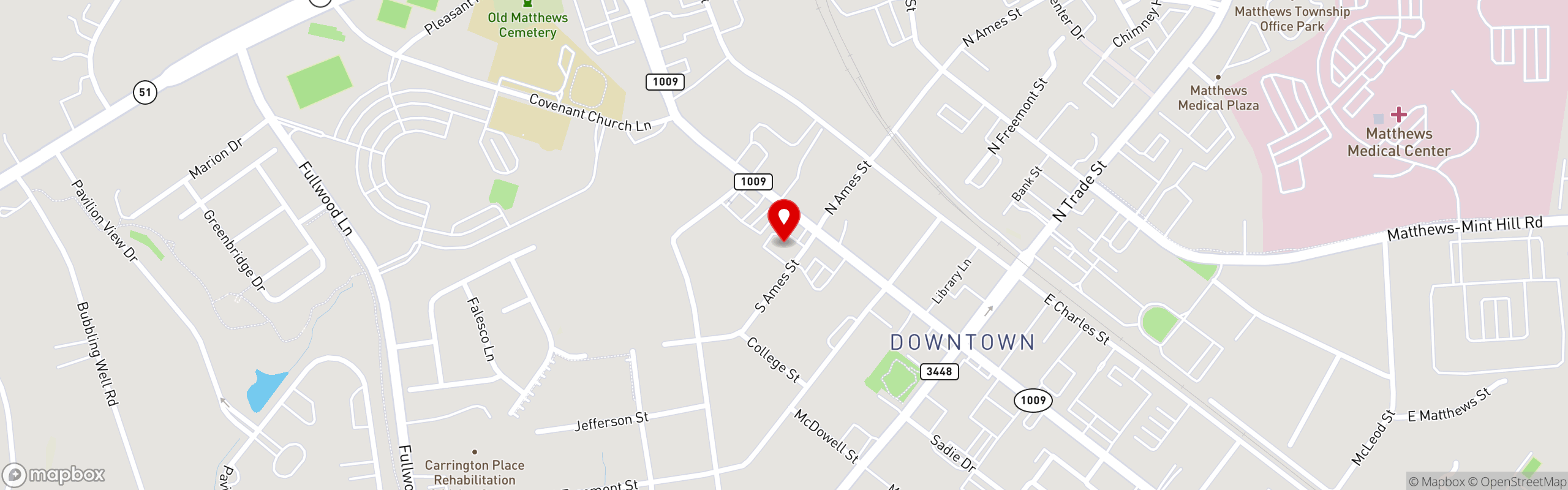Street map pinning El Valle in Matthews, NC