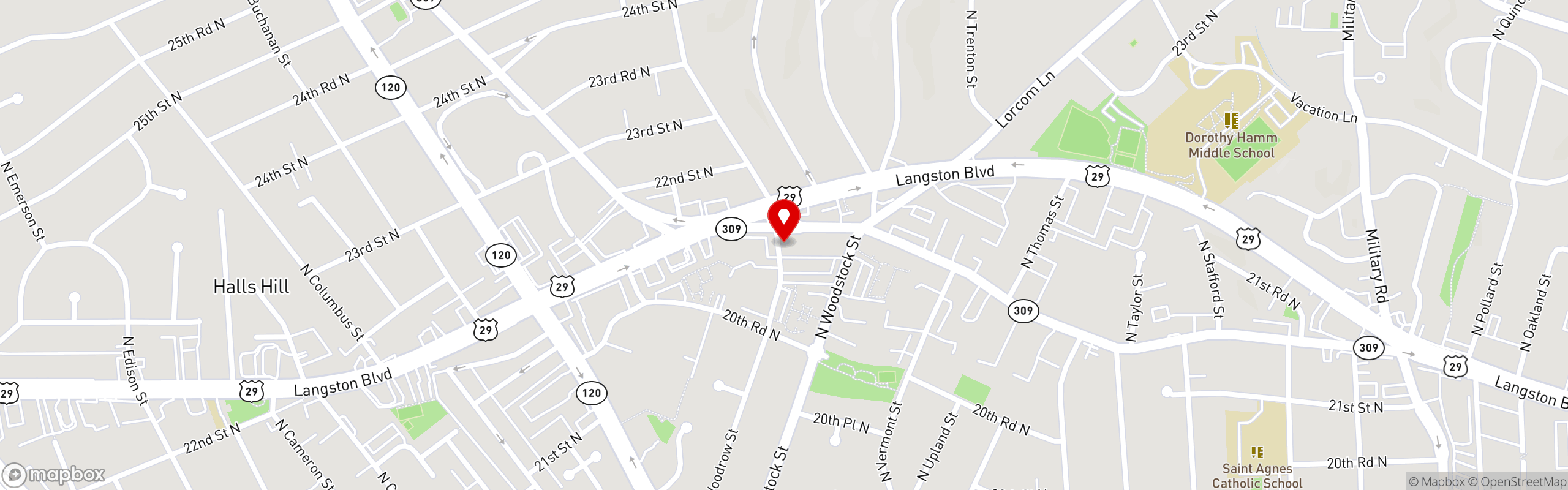 Street map pinning Crisp & Juicy in Crisp & Juicy - Arlington