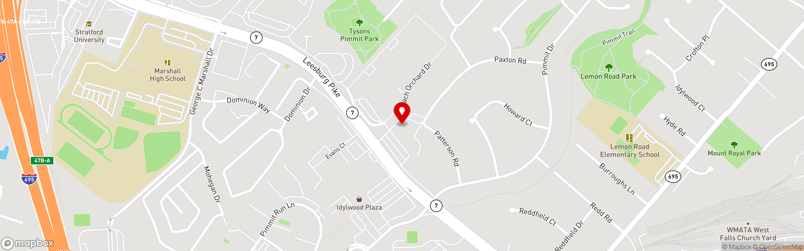 Street map pinning Crisp & Juicy in Crisp & Juicy - Falls Church