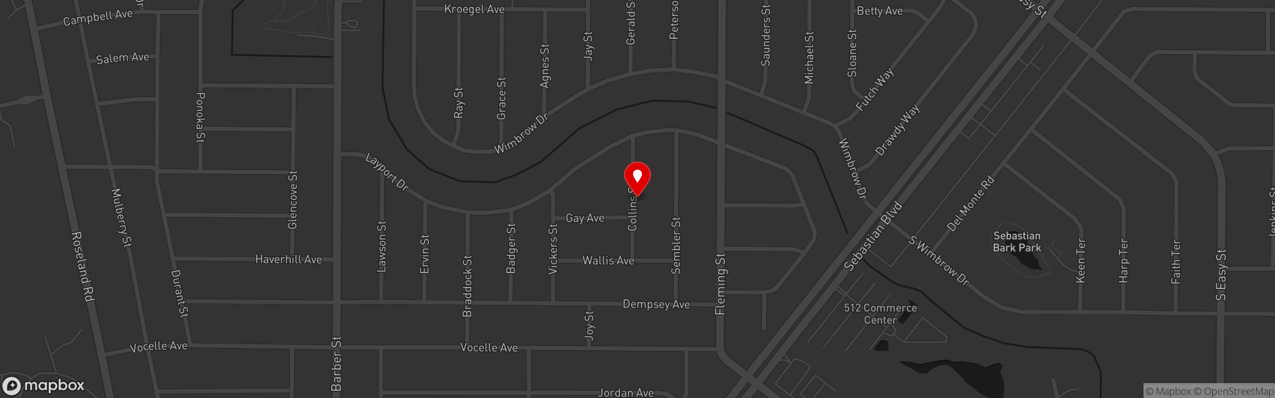Street map pinning Sebastian Saltwater in Sebastian Saltwater